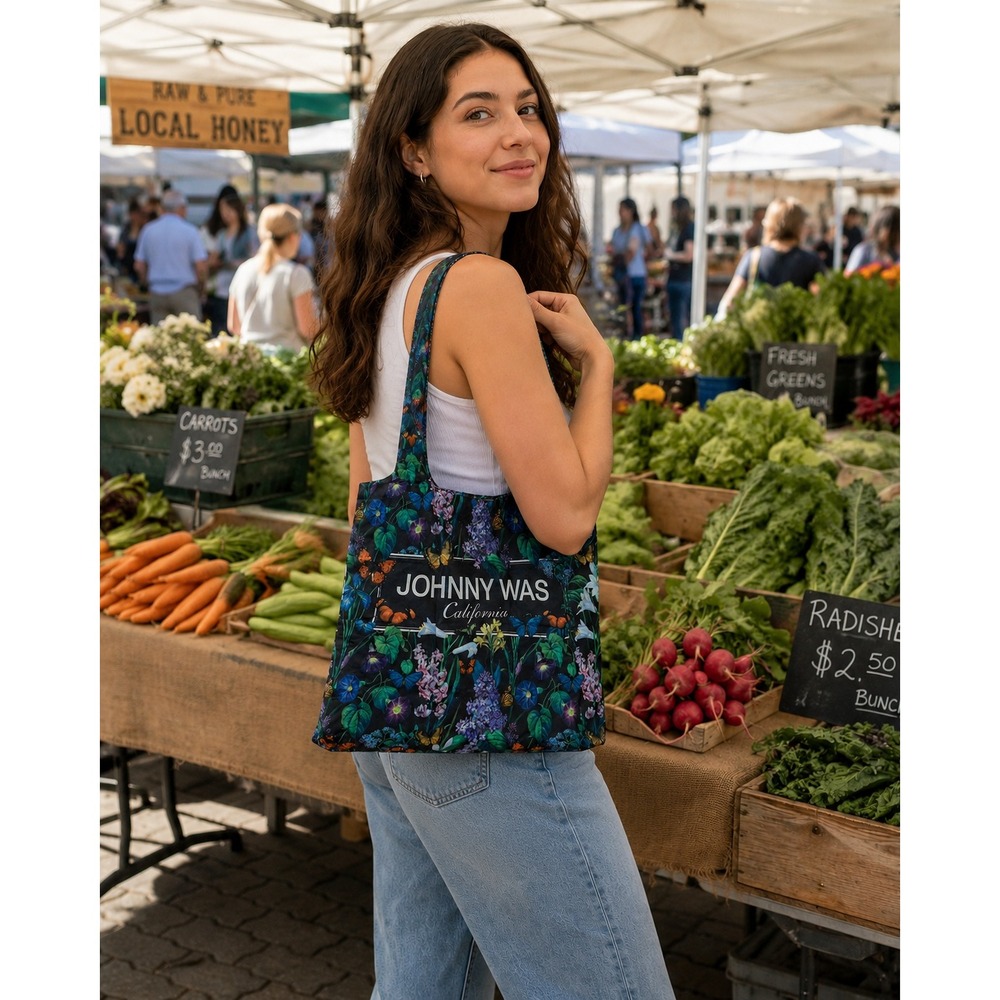 Johnny Was California Reusable Shopper Tote Bag‎ Floral Wildflowers OS